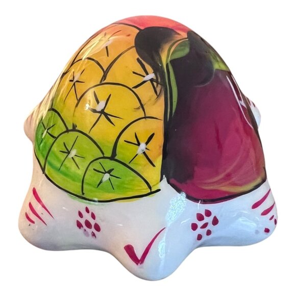 Vintage Ceramic Mexican Pottery Turtle Figurine 4" X 2" Tall - Picture 3 of 5